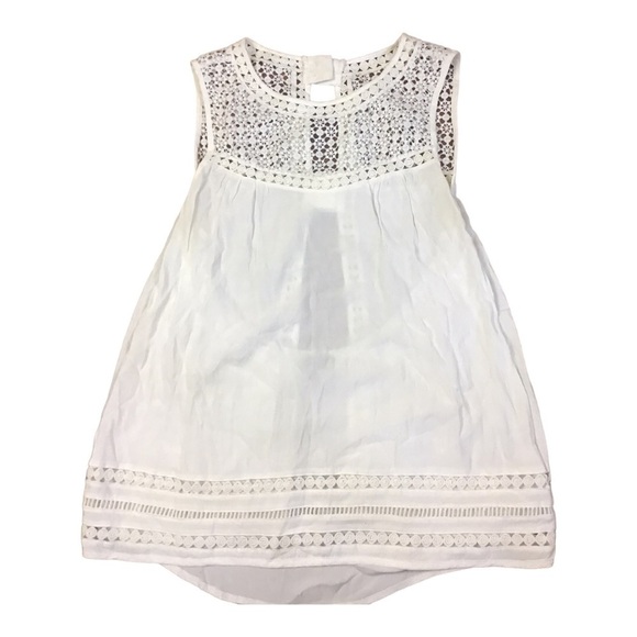 Market & Spruce White Lace Partial Open Back Sleeveless Top Size Medium - Picture 1 of 9